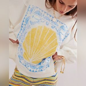 Free People Graphic Camden Pullover S NWOT